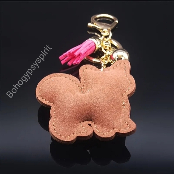 Bling Shibu Dog Crystal Rhinestone Keychain Bag Charm With Pink Tassel - Picture 11 of 14